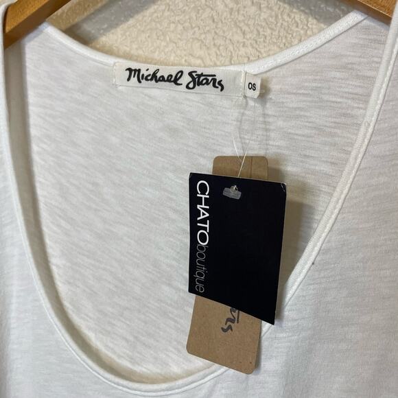 NWT Michael Stars White Relaxed Fit Scoop Neck Tank Top Minimalist Boho One Size - Picture 3 of 11
